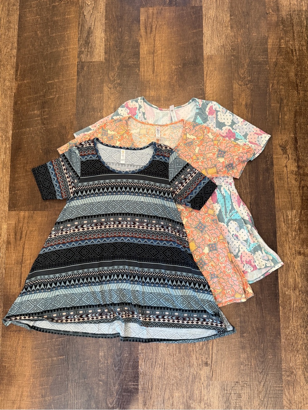 Set of 3 Lularoe short sleeve crew neck printed tees
